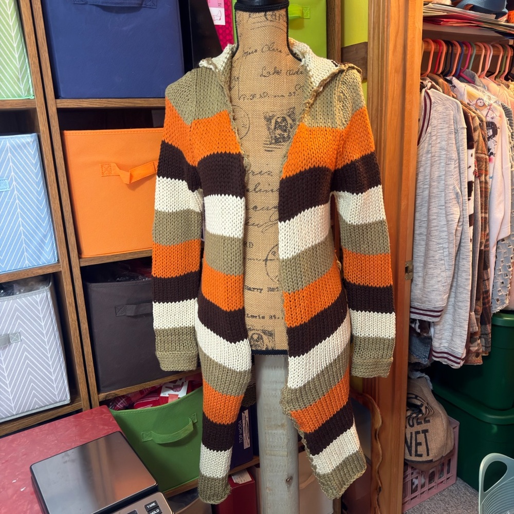Striped Hooded Knit Sweater
